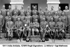 1911 India Ambala 1DWR Regtl Signallers - Lt Millers + Sgt Mathews