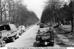 1945-04 Holland Haalderen area 1st 7th DWR Passing 8th Canadian Armoured Div towards Ede