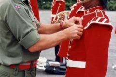1993 UK Bulford Waterloo Day LtCol Santa-Olala presenting Bm Foxton with Gulf Medal