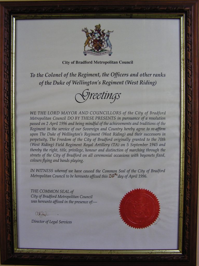 Bradford Freedom Scroll 1996