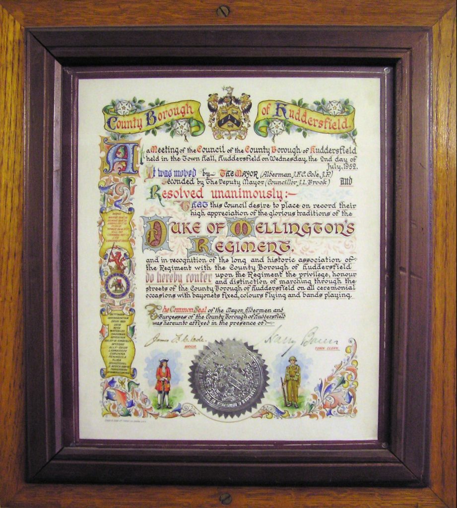 County Borough of Huddersfield Freedom Scroll 1952