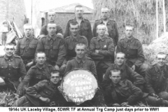 1914c UK Laceby Village 5DWR TF at Annual Trg Camp just days prior to WW1