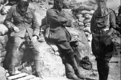 1915 France 1st 4th DWR Capt Stanton Adj & Capt Mowat wearing PH Helmets