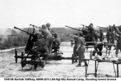 1949 UK Norfolk Stiffkey, 6DWR (673 LAA Rgt RA) Annual Camp Shooting towed drones