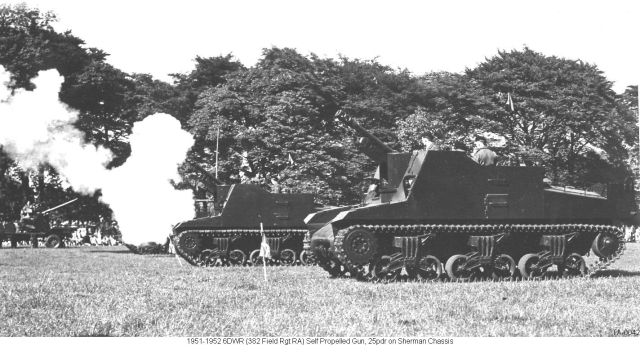 TA-0042 1951-1952 UK Huddersfield 6DWR (382 Field Rgt RA) Self Propelled Gun, 25pdr on Sherman Chassis